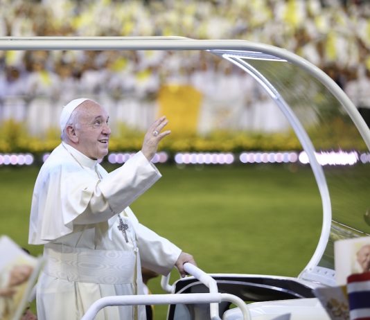 Pope Francis on popemobile in Bangkok, Thailand