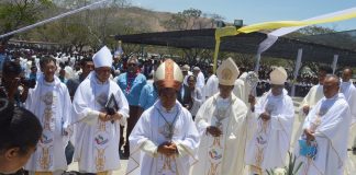 Licas News Archbishop Virgilio do Carmo da Silva of Dili (center) during a concelebrated Mass with other Timor-Leste bishops in Dili