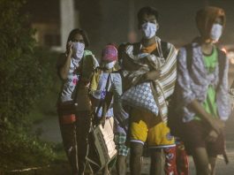 People leaving their homes after Taal volcano eruption