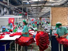 Cambodian garment workers in a factory