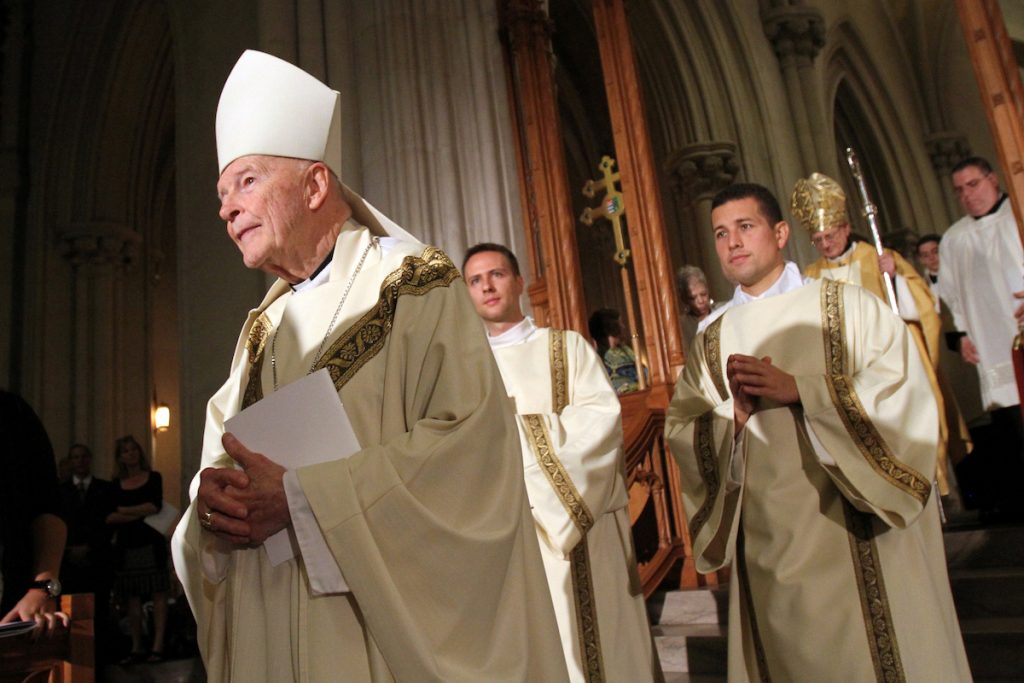 Cardinal Theodore E. McCarrick, retired archbishop of Washington, processes at the beginning of a Mass at the Cathedral Basilica of the Sacred Heart in Newark