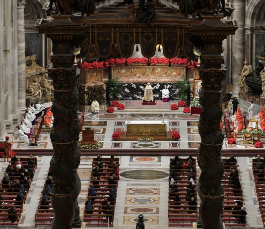Cardinal Giovanni Battista Re leads the Vespers and Te Deum prayer in place of Pope Francis