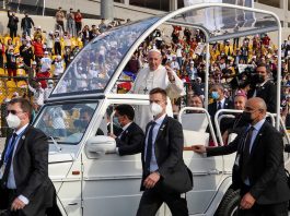 Pope Francis in Popemobile in Iraq