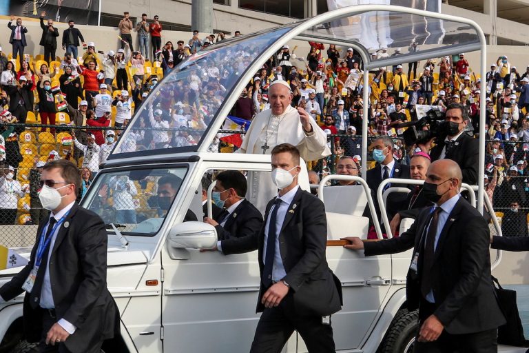 Pope Francis in Popemobile in Iraq