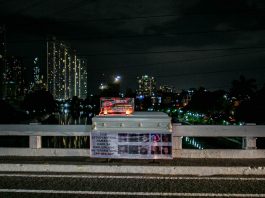 Coffins with anti-communist slogans