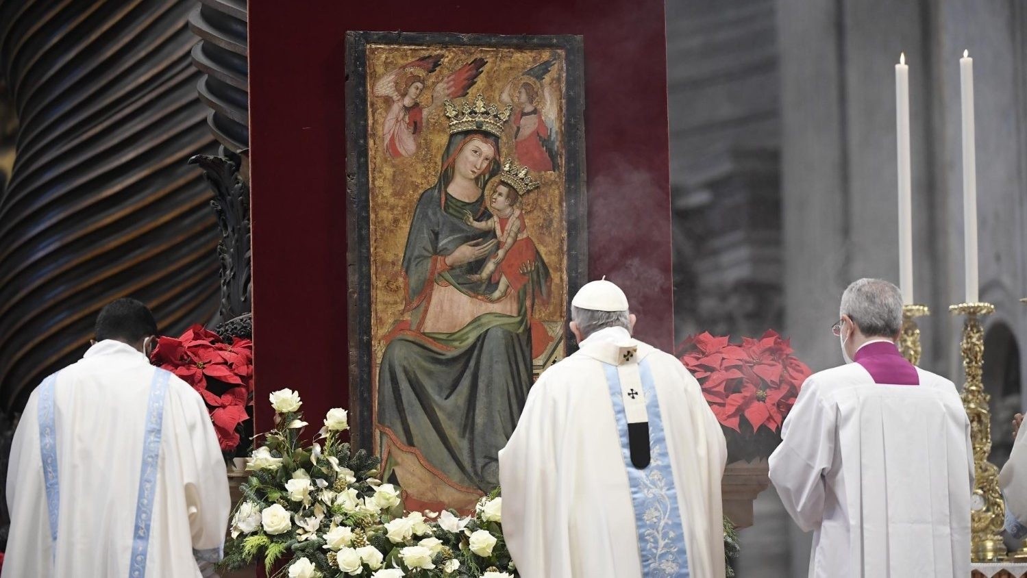 Pope Francis presiding over Mass on the Solemnity of the Blessed Virgin Mary