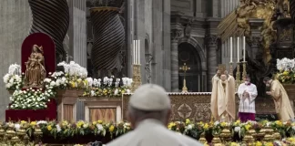 Pope Francis at the Easter Vigil Mass in St. Peter's Basilica