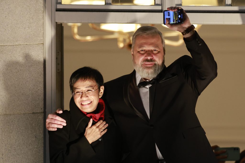 Nobel Peace Prize laureates Maria Ressa and Dmitry Muratov