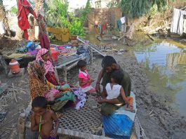 Flood-damaged mud house in Pakistan