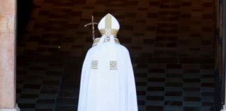 Pope Francis opens the Holy Door of a 13th-century basilica in L’Aquila