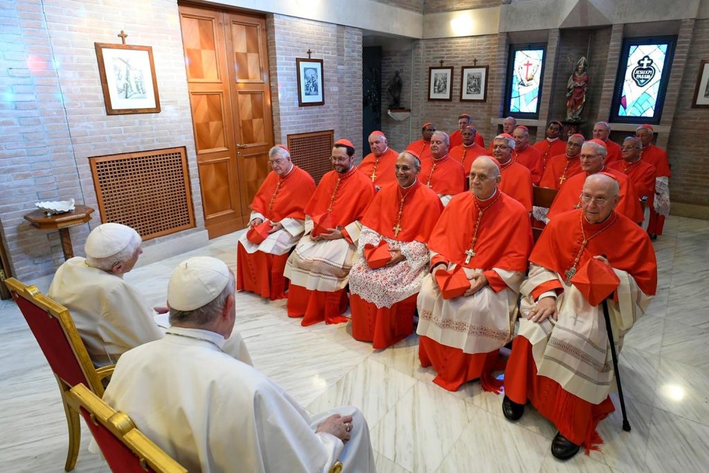 Pope Francis, Pope Emeritus Benedict XVI with new cardinals