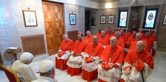 Pope Francis, Pope Emeritus Benedict XVI with new cardinals