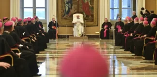 Pope Francis surrounded by his nuncios