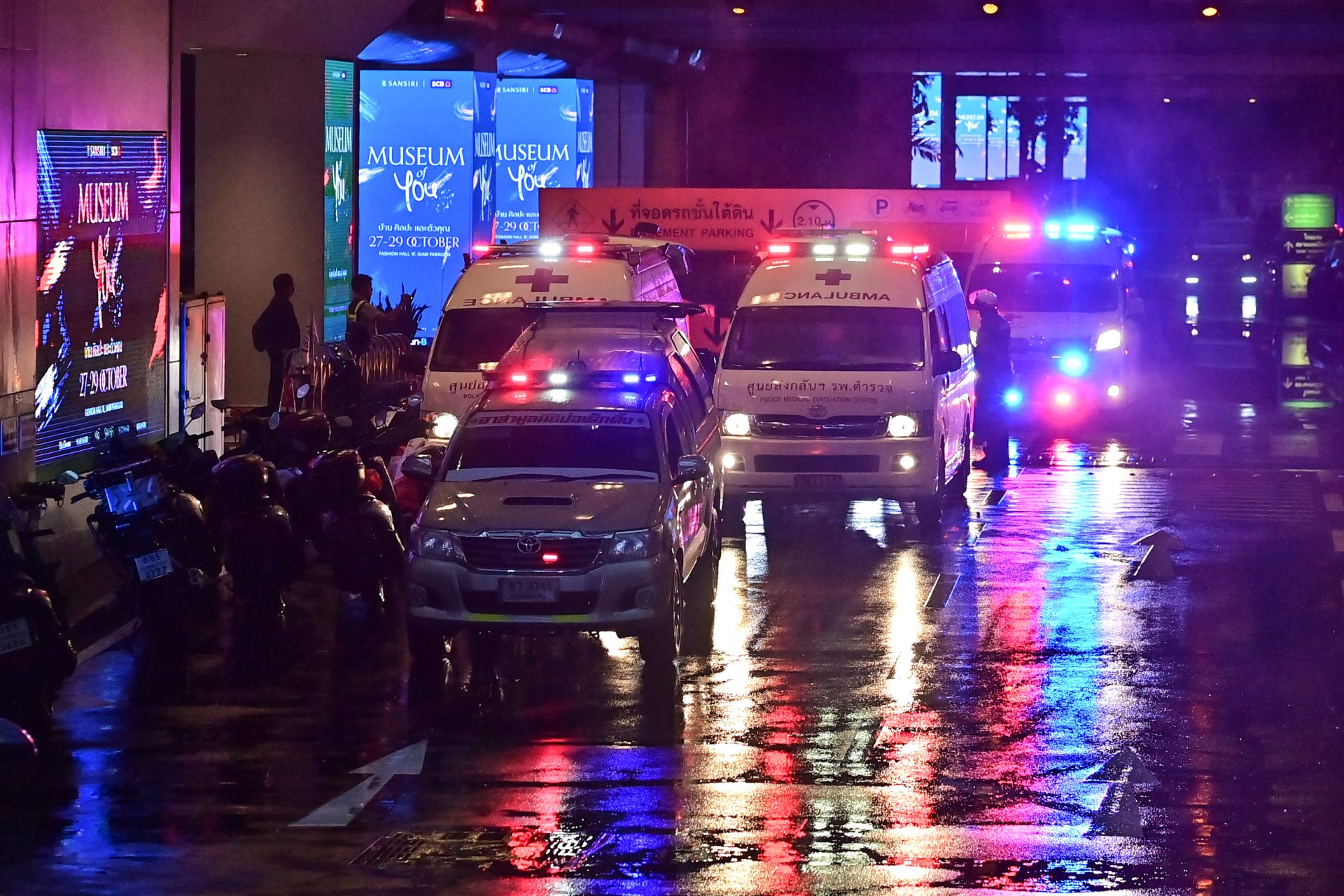 Ambulances at Siam Paragon shooting, Bangkok, Thailand