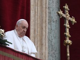 Pope Francis looking solemn before delivering Urbi et Orbi 2023