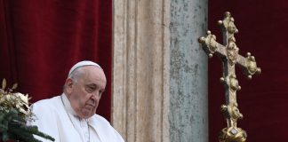 Pope Francis looking solemn before delivering Urbi et Orbi 2023