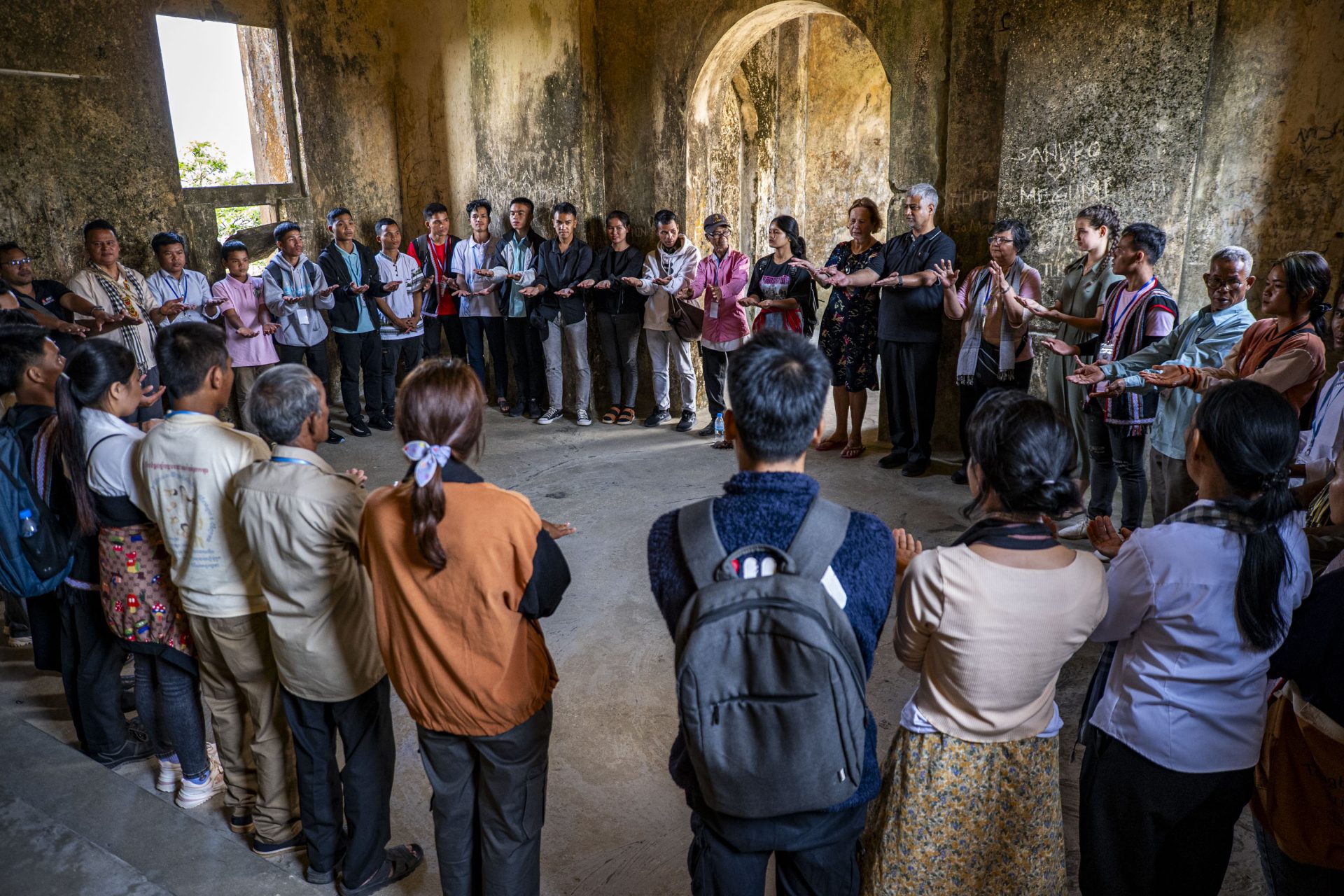 Members of diverse Indigenous groups and the Salesians of Don Bosco community in Cambodia collectively offer their prayers in various languages during the 'Voices Project' gathering on January 28. Photo by Mark Saludes/LiCAS.news.