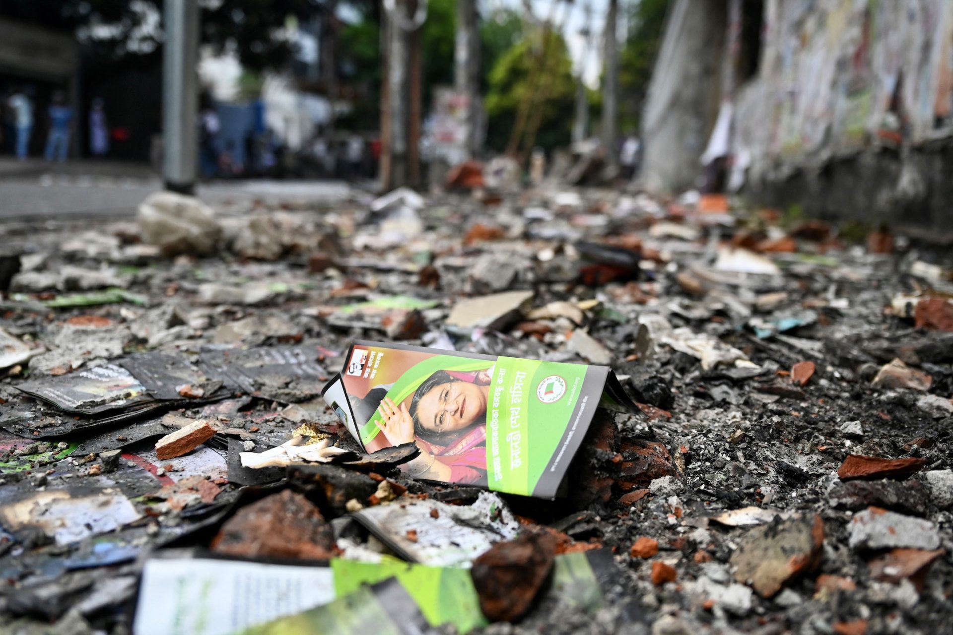 Burnt ruins after Bangladesh protest