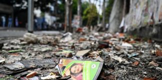 Burnt ruins after Bangladesh protest
