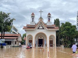Flooding at the Cathedral of Nativity of Blessed Virgin Mary, Chiangrai, Thailand