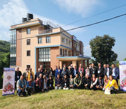 Group photo - taken outdoor in front of the venue building - of all the participants of the Asian Forum - Nepal 2024