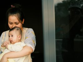 Mother holding baby