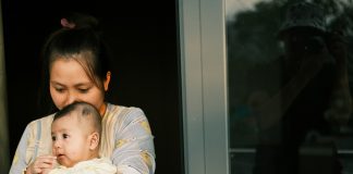 Mother holding baby