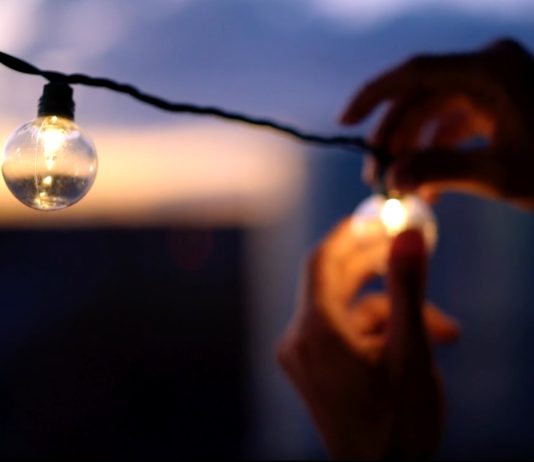 Light bulbs at dusk